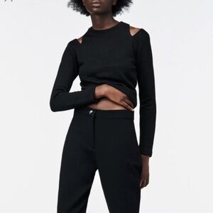 Zara Black Cut-Out Shoulder Women's Top Size Small